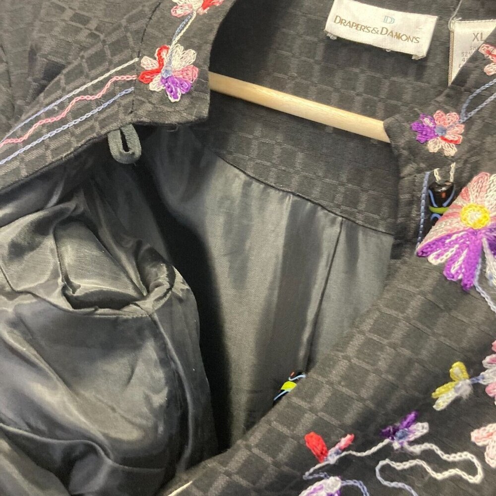 Drapers & Damons Embroidered Jacket Womens XL Asian Collar Floral Artsy Spring - Picture 15 of 16